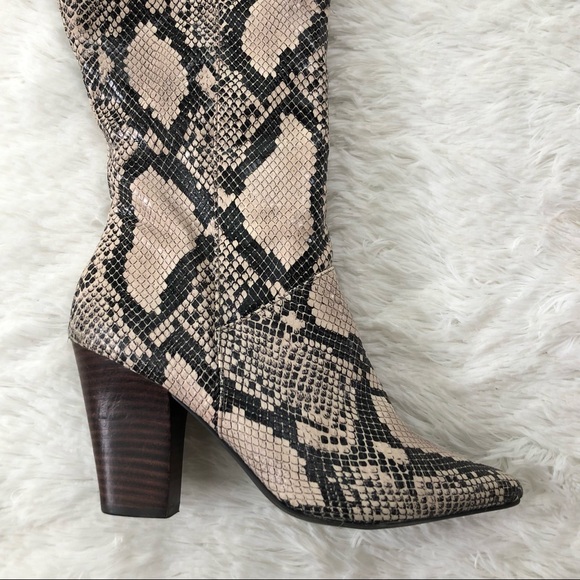 CROWN & IVY • Azalea Snake Skin Animal Pattern Stacked Heel Boots Size 9.5 - Picture 8 of 16
